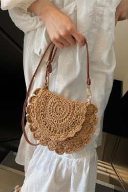 Handmade Knitted Beach Bag for Women – Summer Woven Shoulder Crossbody Bag, 2025 Fashion, Perfect for Seaside Vacation
