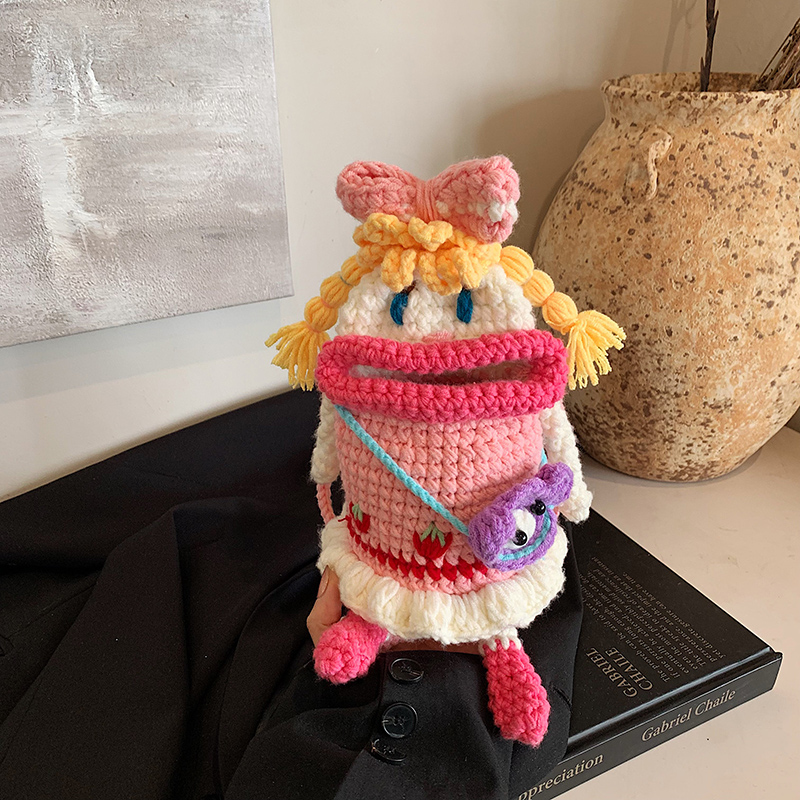 Handmade Mini Bag for Women - 2025 Summer Knitted Big Mouth Crossbody Phone Bag - Unique Quirky Style Handmade Mini Bag for Women - 2025 Summer Knitted Big Mouth Crossbody Phone Bag - Unique Quirky Style