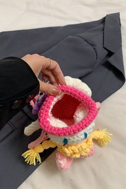 Handmade Mini Bag for Women - 2025 Summer Knitted Big Mouth Crossbody Phone Bag - Unique Quirky Style