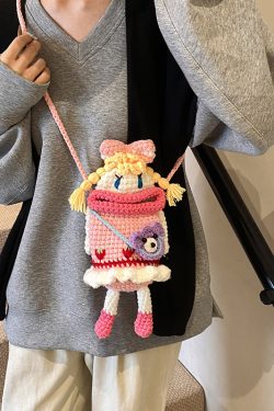 Handmade Mini Bag for Women - 2025 Summer Knitted Big Mouth Crossbody Phone Bag - Unique Quirky Style