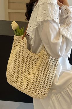 Handmade Woven Straw Bag for Women - Large Capacity Beach Tote, Stylish Shoulder Bag for Vacation & Commuting 2025
