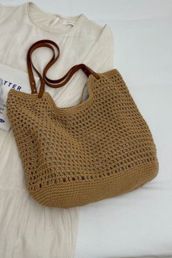 Handmade Woven Straw Bag for Women - Large Capacity Beach Tote, Stylish Shoulder Bag for Vacation & Commuting 2025