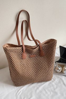 Handwoven Straw Tote Bag for Women, Large Capacity, Trendy Beach Vacation Shoulder Bag, 2025 Style