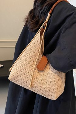 Handwoven Women's Beach Tote Bag - Trendy 2025 Large Capacity Shoulder Bag for Vacation Style