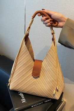 Handwoven Women's Beach Tote Bag - Trendy 2025 Large Capacity Shoulder Bag for Vacation Style