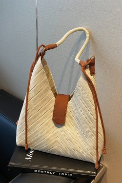 Handwoven Women's Beach Tote Bag - Trendy 2025 Large Capacity Shoulder Bag for Vacation Style