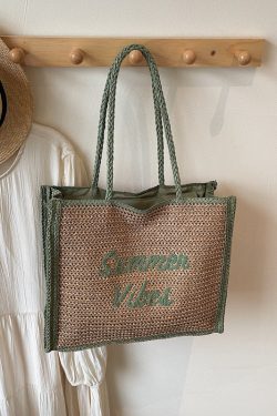 Handwoven Women's Straw Beach Tote Bag - Large Capacity Shoulder Bag for Seaside Vacation 2025 Style