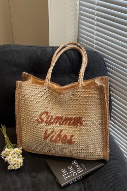 Handwoven Women's Straw Beach Tote Bag - Large Capacity Shoulder Bag for Seaside Vacation 2025 Style