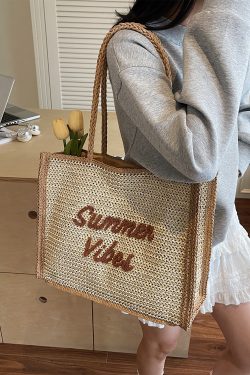 Handwoven Women's Straw Beach Tote Bag - Large Capacity Shoulder Bag for Seaside Vacation 2025 Style