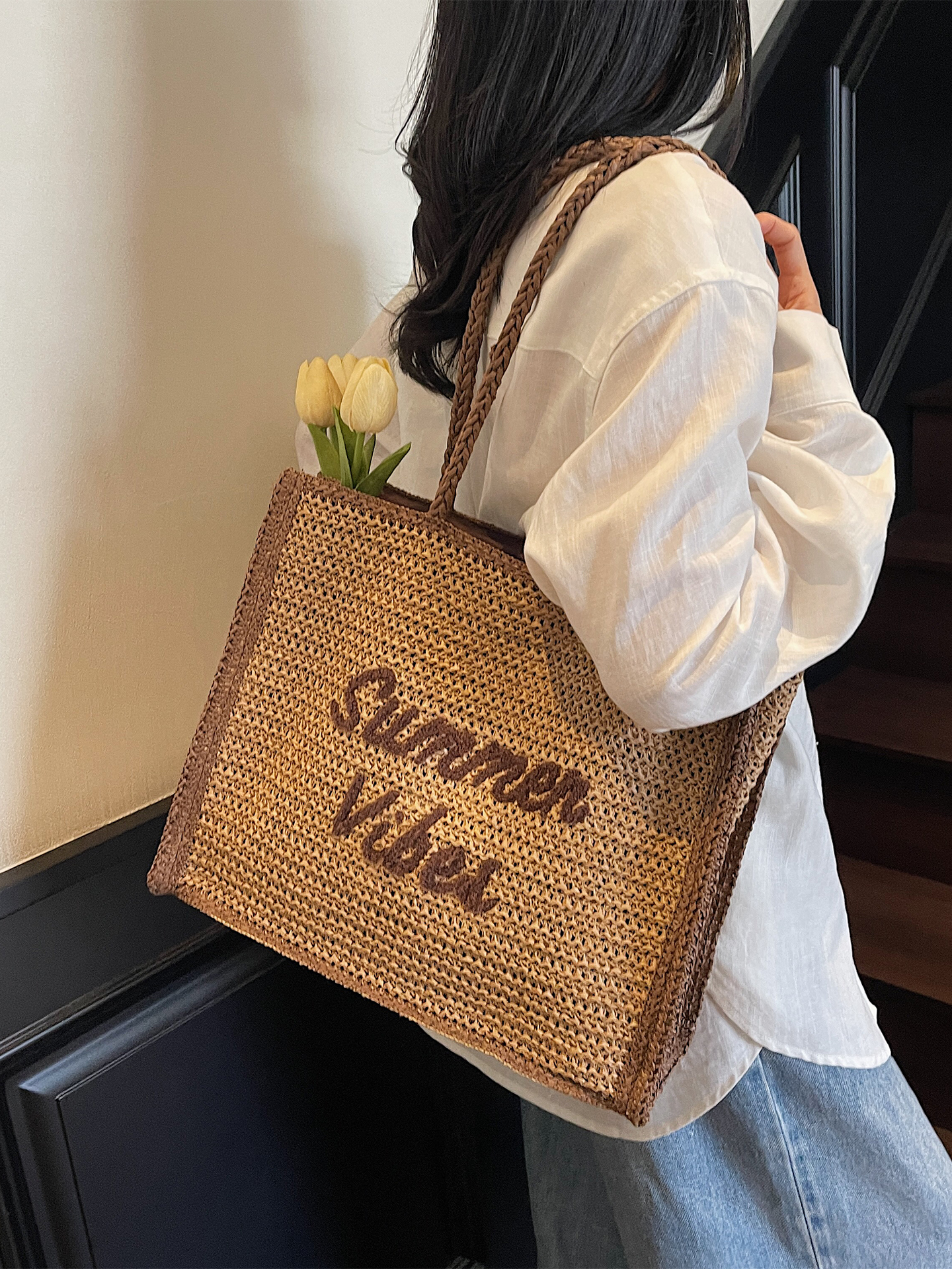 Handwoven Women's Straw Beach Tote Bag - Large Capacity Shoulder Bag for Seaside Vacation 2025 Style Handwoven Women's Straw Beach Tote Bag - Large Capacity Shoulder Bag for Seaside Vacation 2025 Style