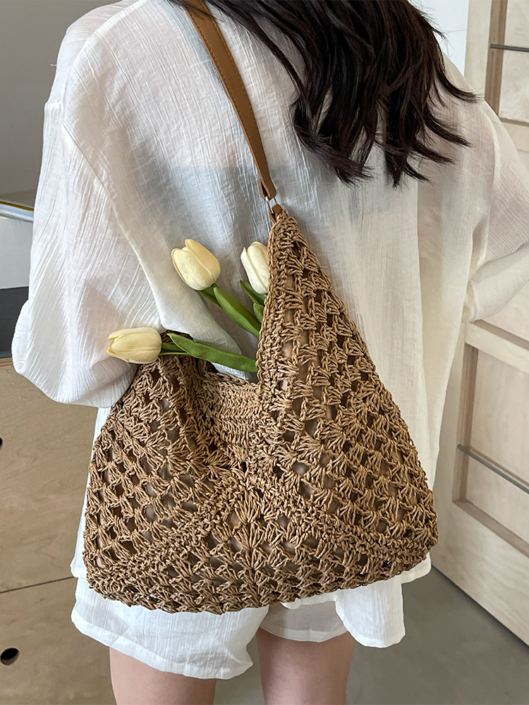 Handwoven Women's Straw Tote Bag - Trendy Large Capacity Beach Vacation Shoulder Bag 2025 Style Handwoven Women's Straw Tote Bag - Trendy Large Capacity Beach Vacation Shoulder Bag 2025 Style