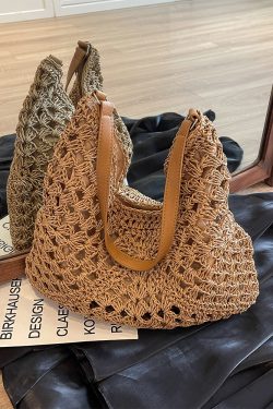 Handwoven Women's Straw Tote Bag - Trendy Large Capacity Beach Vacation Shoulder Bag 2025 Style