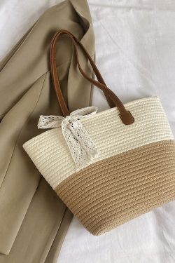 Handwoven Women's Summer Beach Tote Bag - Trendy Shoulder Bag with Large Capacity for Commuter Style