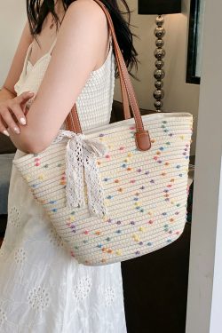 Handwoven Women's Summer Beach Tote Bag - Trendy Shoulder Bag with Large Capacity for Commuter Style
