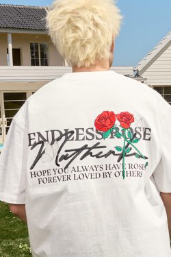 Heavy Embroidery Rose Short Sleeve T-Shirt - Vintage American Style Unisex Tee, Trendy Loose Fit, 2025 Fashion Essential