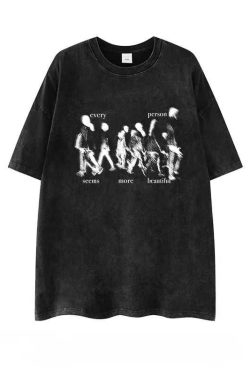 Heavyweight 260g Hip-Hop Dark Abstract Washed Vintage Pure Cotton Loose Short-Sleeve T-Shirt - European American Trendy Style