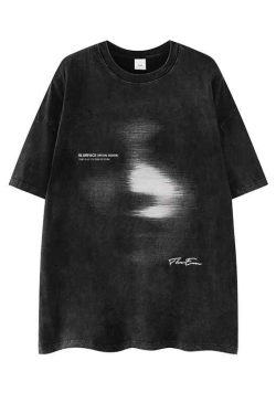 Heavyweight 260g Hip-Hop Dark Abstract Washed Vintage Pure Cotton Loose Short-Sleeve T-Shirt - European American Trendy Style