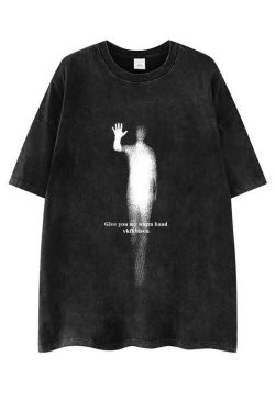 Heavyweight 260g Hip-Hop Dark Abstract Washed Vintage Pure Cotton Loose Short-Sleeve T-Shirt - European American Trendy Style