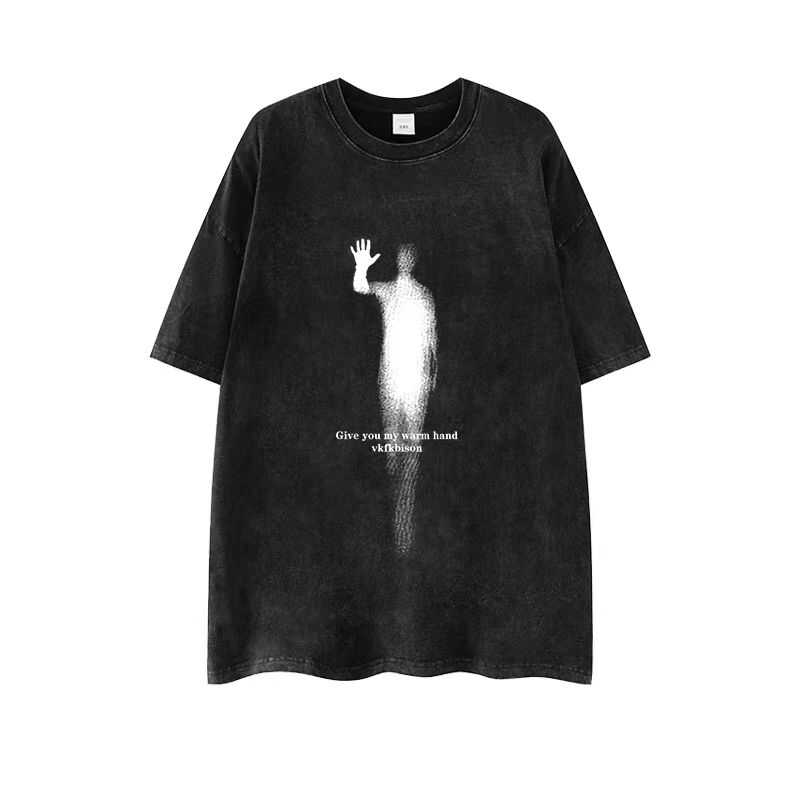 Heavyweight 260g Hip-Hop Dark Abstract Washed Vintage Pure Cotton Loose Short-Sleeve T-Shirt - European American Trendy Style Heavyweight 260g Hip-Hop Dark Abstract Washed Vintage Pure Cotton Loose Short-Sleeve T-Shirt - European American Trendy Style