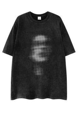 Heavyweight 260g Hip-Hop Dark Abstract Washed Vintage Pure Cotton Loose Short-Sleeve T-Shirt - European American Trendy Style