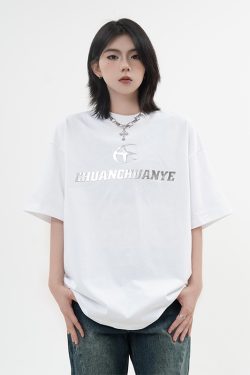 Heavyweight American Street Style Short Sleeve T-Shirt for Men & Women, Loose Fit with Small Collar, Trendy 90s Inspired Fashion.