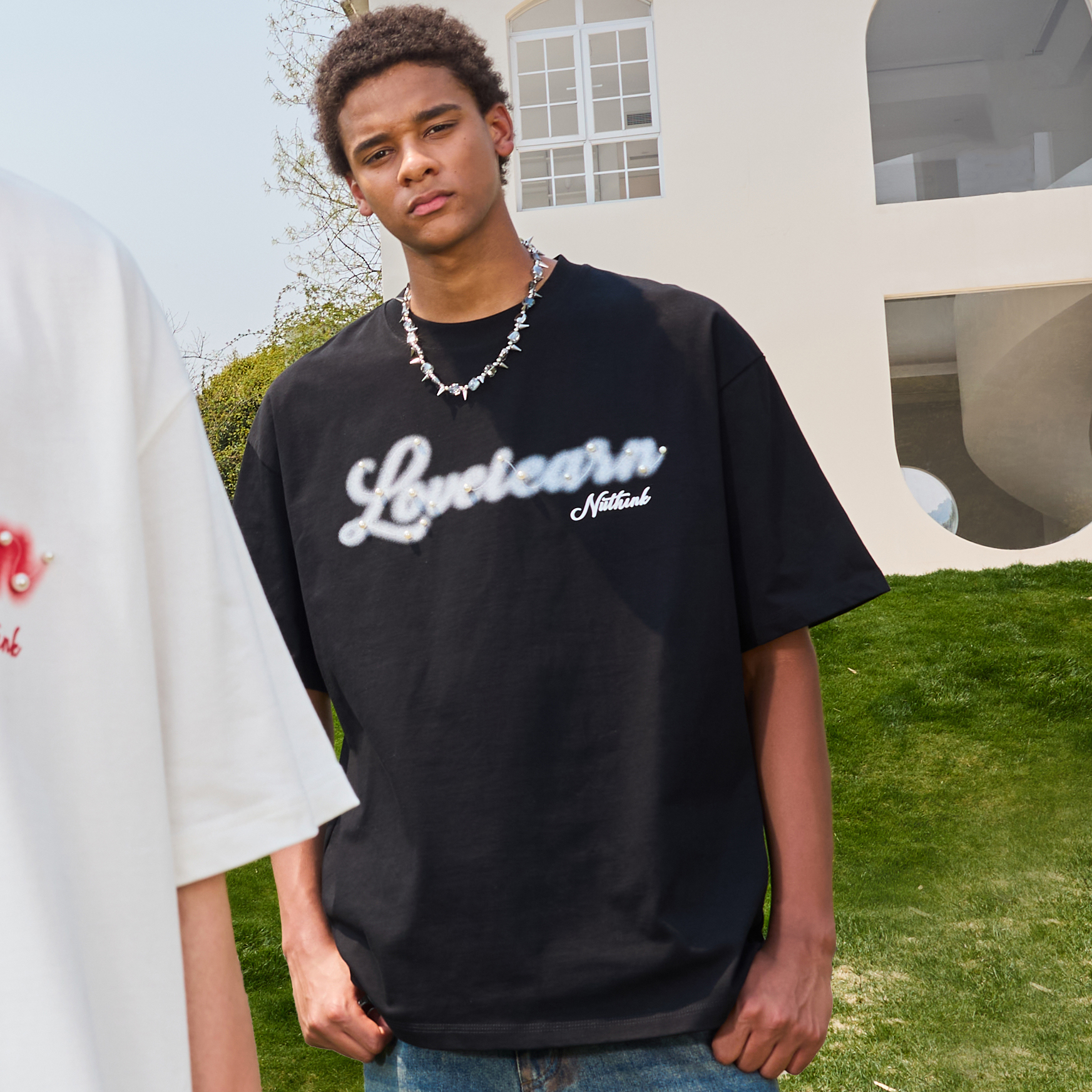 Heavyweight American Vintage Pearl Letter Print Short Sleeve T-Shirt Unisex Loose Fit 2025 Summer Streetwear Heavyweight American Vintage Pearl Letter Print Short Sleeve T-Shirt Unisex Loose Fit 2025 Summer Streetwear