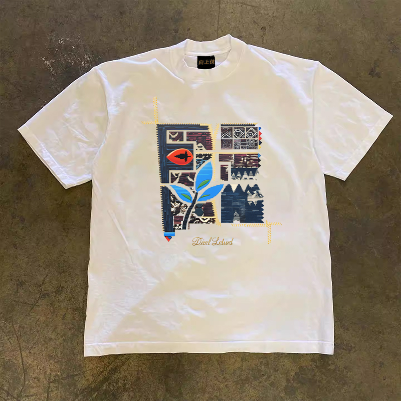 Heavyweight Couple's Loose Short-Sleeve T-Shirt for Men and Women - 260g Pure Cotton, Charitable Design, Casual Everyday Wear Heavyweight Couple's Loose Short-Sleeve T-Shirt for Men and Women - 260g Pure Cotton, Charitable Design, Casual Everyday Wear