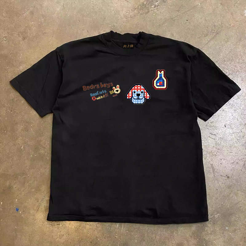 Heavyweight Couple's Loose Short-Sleeve T-Shirt in 260g Pure Cotton - Charitable Upward Hero Design for Men and Women Heavyweight Couple's Loose Short-Sleeve T-Shirt in 260g Pure Cotton - Charitable Upward Hero Design for Men and Women