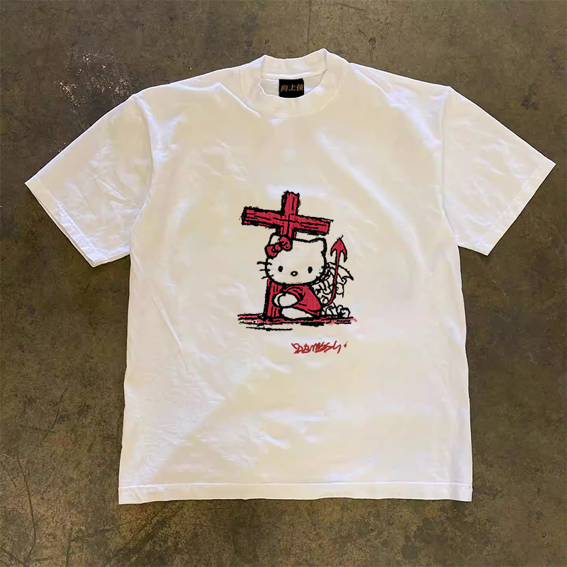 Heavyweight Couple's Loose Short-Sleeve T-Shirt in 260g Pure Cotton - Charitable Upward Hero Design, Unisex Casual Style Heavyweight Couple's Loose Short-Sleeve T-Shirt in 260g Pure Cotton - Charitable Upward Hero Design, Unisex Casual Style