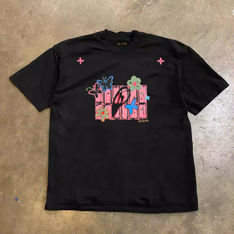 Heavyweight Couple's Loose Short-Sleeve T-Shirt in Pure Cotton - Charitable Design, Casual Streetwear for Men and Women Heavyweight Couple's Loose Short-Sleeve T-Shirt in Pure Cotton - Charitable Design, Casual Streetwear for Men and Women