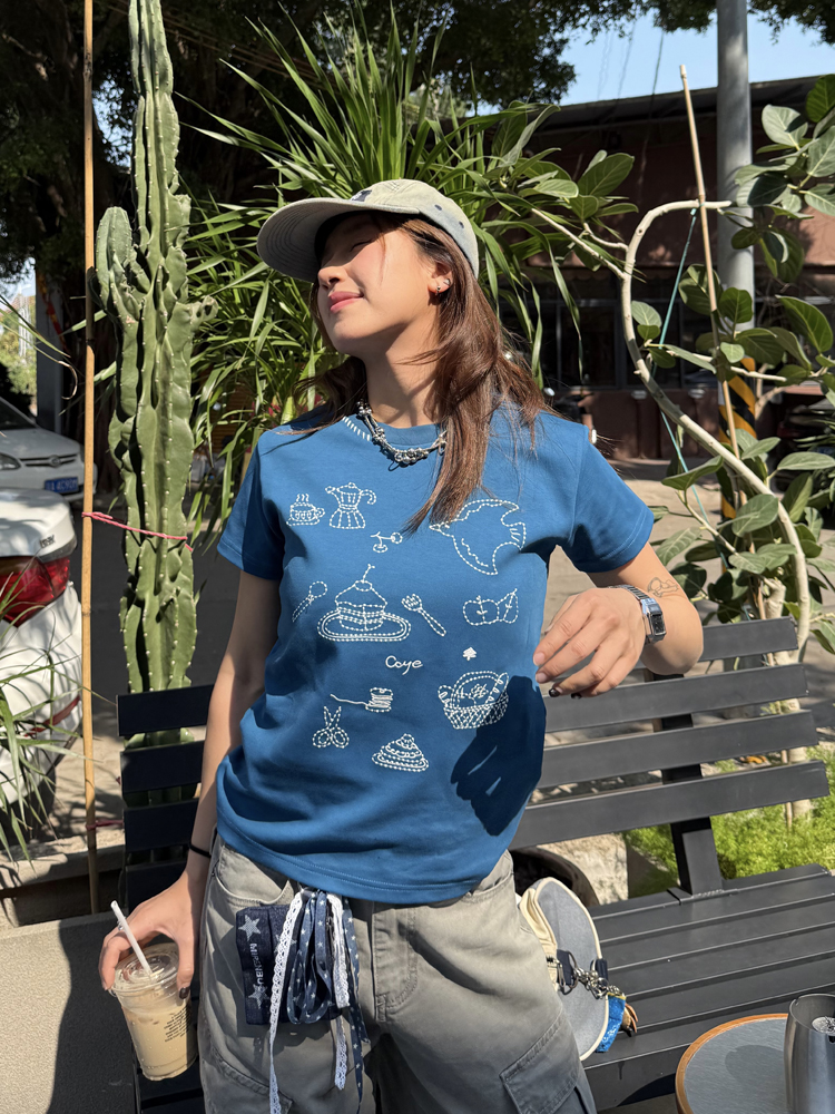 Heavyweight Embroidered Micro Loose Short Sleeve T-Shirt for Women - Versatile Summer Top, Casual Style, Y2K Fashion Heavyweight Embroidered Micro Loose Short Sleeve T-Shirt for Women - Versatile Summer Top, Casual Style, Y2K Fashion