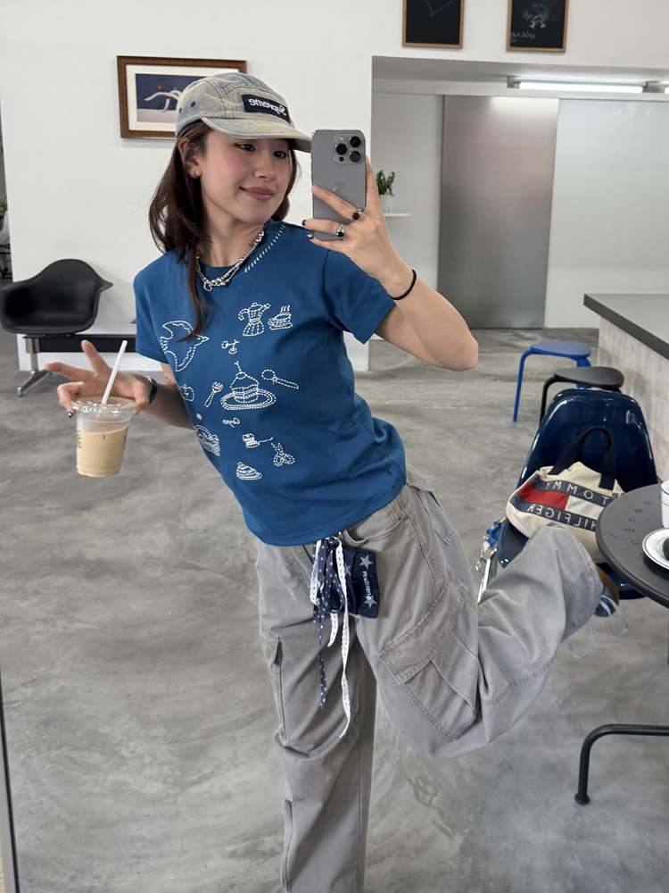 Heavyweight Embroidered Micro Loose Short Sleeve T-Shirt for Women - Versatile Summer Top, Casual Style, Y2K Fashion Heavyweight Embroidered Micro Loose Short Sleeve T-Shirt for Women - Versatile Summer Top, Casual Style, Y2K Fashion