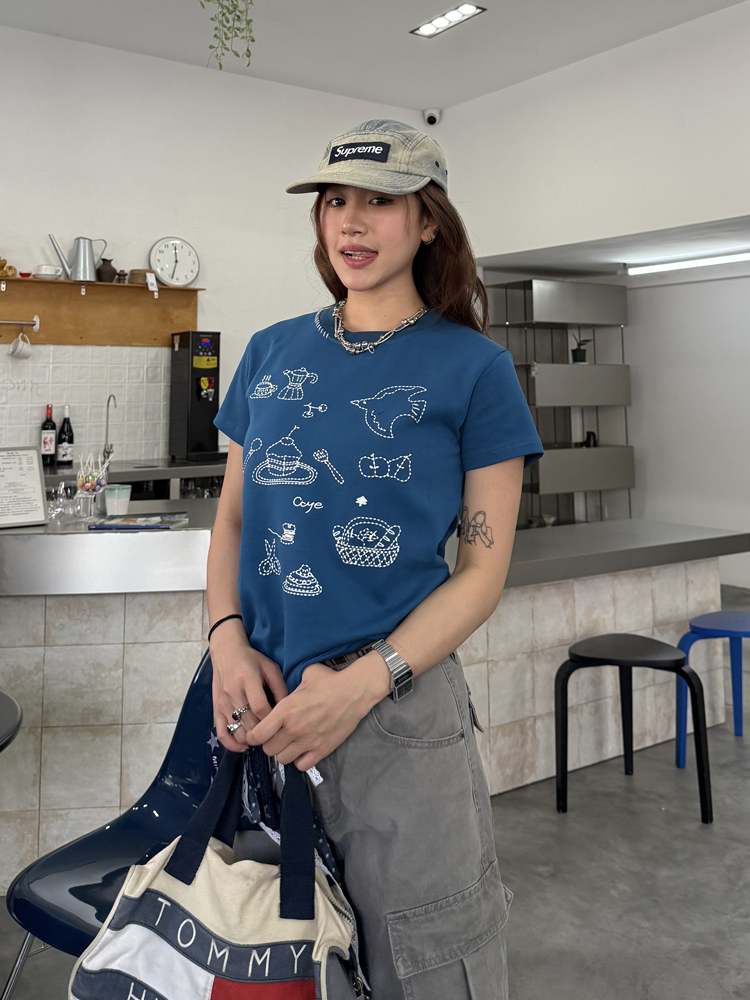 Heavyweight Embroidered Micro Loose Short Sleeve T-Shirt for Women - Versatile Summer Top, Casual Style, Y2K Fashion Heavyweight Embroidered Micro Loose Short Sleeve T-Shirt for Women - Versatile Summer Top, Casual Style, Y2K Fashion