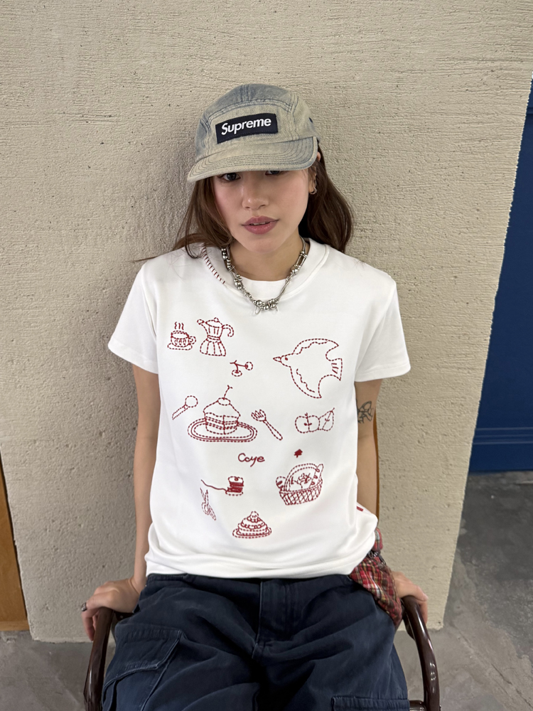 Heavyweight Embroidered Micro Loose Short Sleeve T-Shirt for Women - Versatile Summer Top, Casual Style, Y2K Fashion Heavyweight Embroidered Micro Loose Short Sleeve T-Shirt for Women - Versatile Summer Top, Casual Style, Y2K Fashion