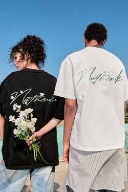 Heavyweight Floral Embroidered Short Sleeve T-Shirt for Men and Women - American Streetwear, Loose Fit, 2025 Summer Style