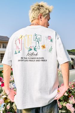 Heavyweight Floral Embroidery Letter Short Sleeve T-Shirt for Men - Streetwear Loose Fit Hip Hop Style - Summer 2025 Fashion
