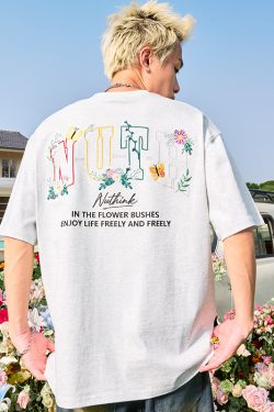 Heavyweight Floral Embroidery Letter Short Sleeve T-Shirt for Men - Streetwear Loose Fit Hip Hop Style - Summer 2025 Fashion