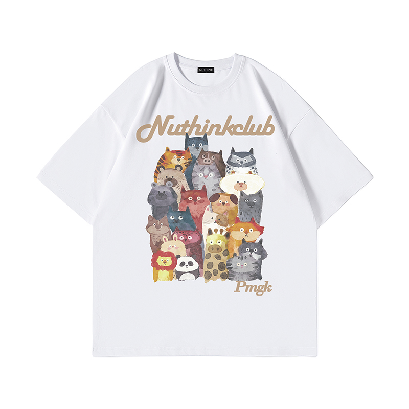 Heavyweight Loose Plus-Size Cartoon Animal T-Shirt for Men, Short Sleeve Summer Trendy Oversized Tee, Casual Streetwear Heavyweight Loose Plus-Size Cartoon Animal T-Shirt for Men, Short Sleeve Summer Trendy Oversized Tee, Casual Streetwear