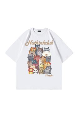 Heavyweight Loose Plus-Size Cartoon Animal T-Shirt for Men, Short Sleeve Summer Trendy Oversized Tee, Casual Streetwear