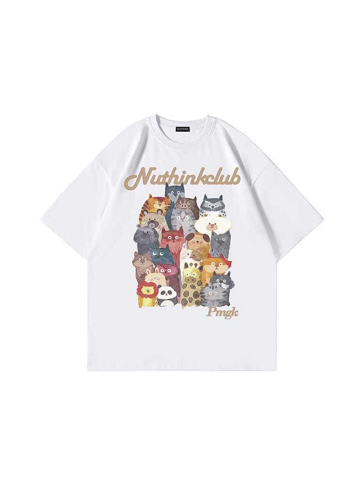 Heavyweight Loose Plus-Size Cartoon Animal T-Shirt for Men, Short Sleeve Summer Trendy Oversized Tee, Casual Streetwear Heavyweight Loose Plus-Size Cartoon Animal T-Shirt for Men, Short Sleeve Summer Trendy Oversized Tee, Casual Streetwear