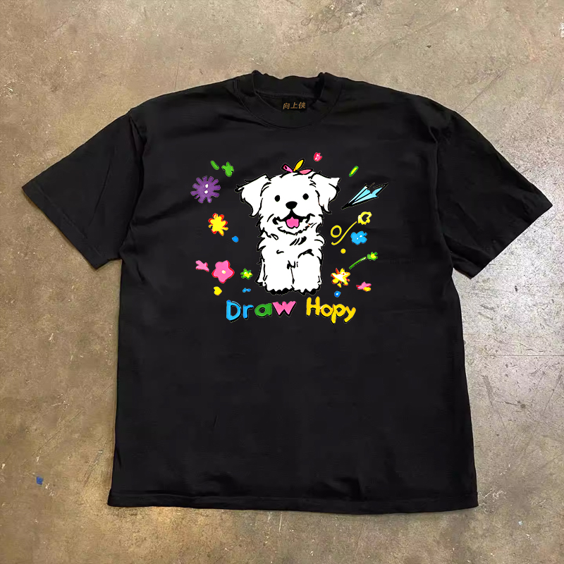 Heavyweight Loose Short-Sleeve T-Shirt for Men and Women - 100% Cotton, Charitable Design, Casual Streetwear Fashion Heavyweight Loose Short-Sleeve T-Shirt for Men and Women - 100% Cotton, Charitable Design, Casual Streetwear Fashion