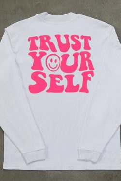 Heavyweight Oversized Long-Sleeve T-Shirt with Niche Letter Print - Motivational Graphic Tee for Casual Street Style