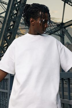 Heavyweight Solid Color Suede Short Sleeve T-Shirt for Men - Loose Fit Trendy Summer Streetwear Top