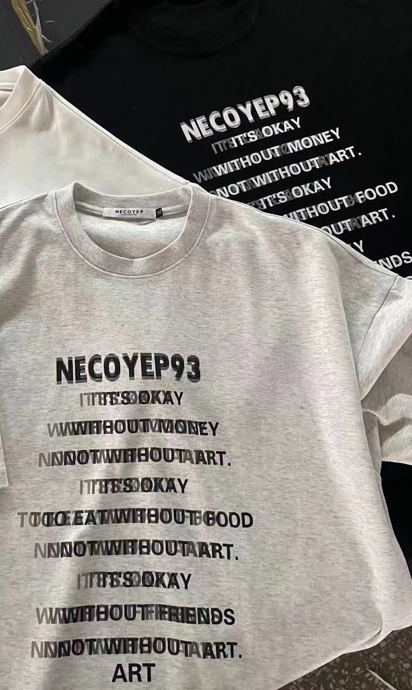 Heavyweight Streetwear Loose Fit Letter Print Short Sleeve T-Shirt for Men - 2025 Summer American High Street Style Heavyweight Streetwear Loose Fit Letter Print Short Sleeve T-Shirt for Men - 2025 Summer American High Street Style