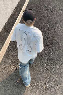 Heavyweight Streetwear Loose Fit Letter Print Short Sleeve T-Shirt for Men - 2025 Summer American High Street Style