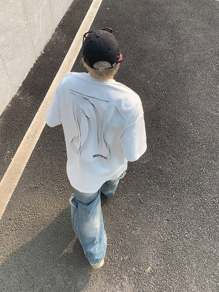 Heavyweight Streetwear Loose Fit Letter Print Short Sleeve T-Shirt for Men - 2025 Summer American High Street Style Heavyweight Streetwear Loose Fit Letter Print Short Sleeve T-Shirt for Men - 2025 Summer American High Street Style