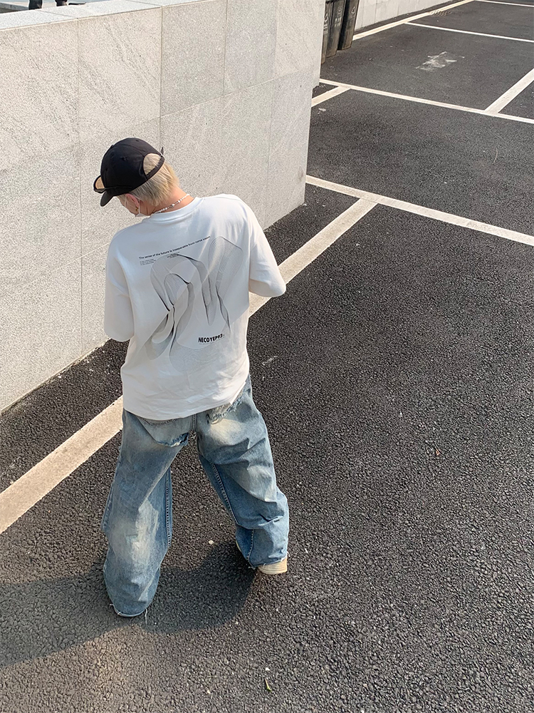 Heavyweight Streetwear Loose Fit Letter Print Short Sleeve T-Shirt for Men - 2025 Summer American High Street Style Heavyweight Streetwear Loose Fit Letter Print Short Sleeve T-Shirt for Men - 2025 Summer American High Street Style