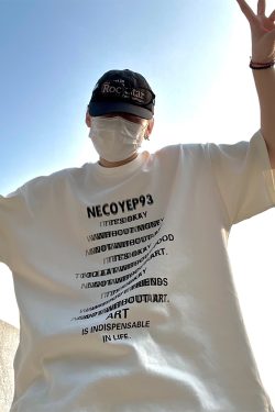 Heavyweight Streetwear Loose Fit Letter Print Short Sleeve T-Shirt for Men - 2025 Summer American High Street Style