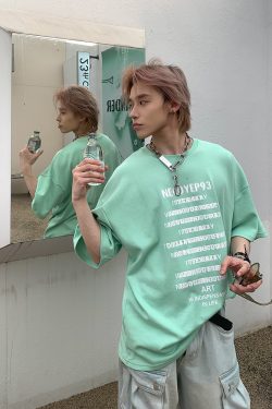 Heavyweight Streetwear Loose Fit Letter Print Short Sleeve T-Shirt for Men - 2025 Summer American High Street Style