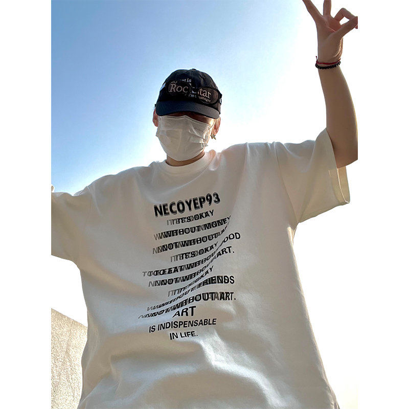 Heavyweight Streetwear Loose Fit Letter Print Short Sleeve T-Shirt for Men - 2025 Summer American High Street Style Heavyweight Streetwear Loose Fit Letter Print Short Sleeve T-Shirt for Men - 2025 Summer American High Street Style